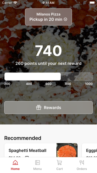 Milanos Pizza To Go app screenshot