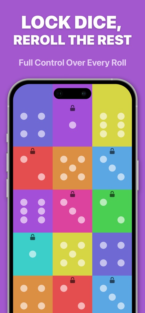 Dice Roller – Up to 40 Dice - Nutzer können einzelne Würfel sperren und anschließend den Rest neu würfeln, um strategische Entscheidungen im Spiel umzusetzen.