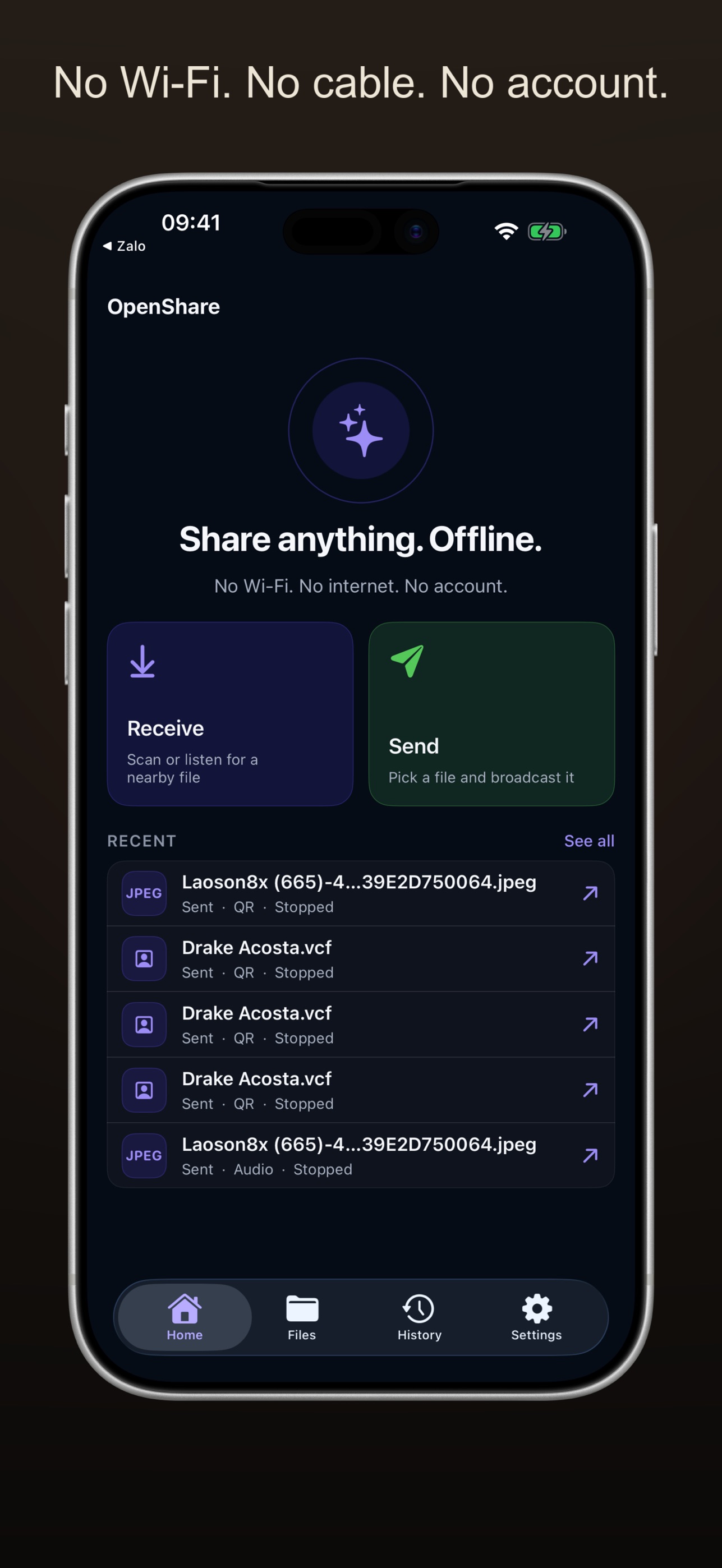 Screenshot 1 of OpenShare: QR File Transfer