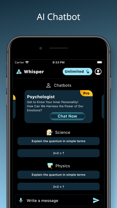 GPT-4o AI ChatBot: Whisper AI Screenshot