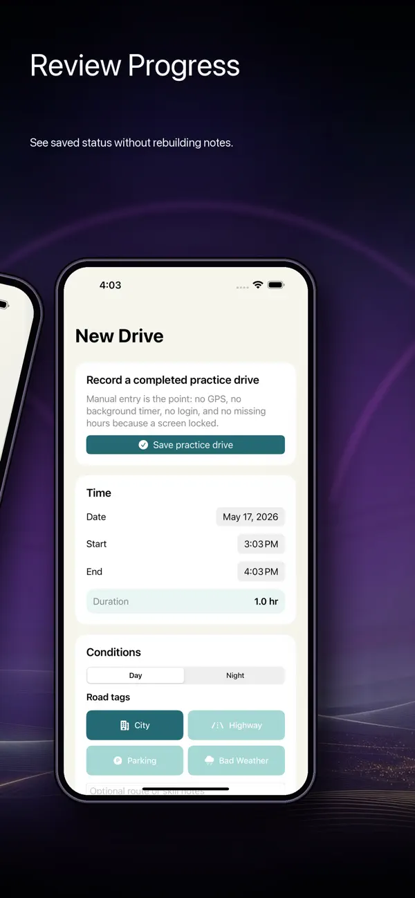 Screenshot #2 pour Permit Driving Log