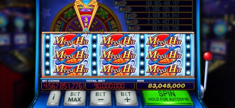 Ignite Classic Slots-Casino - Observe the impressive 'Mega Hit' symbols leading to substantial wins and the interactive 'FREE GAMES' bonus wheel for multiplied rewards.