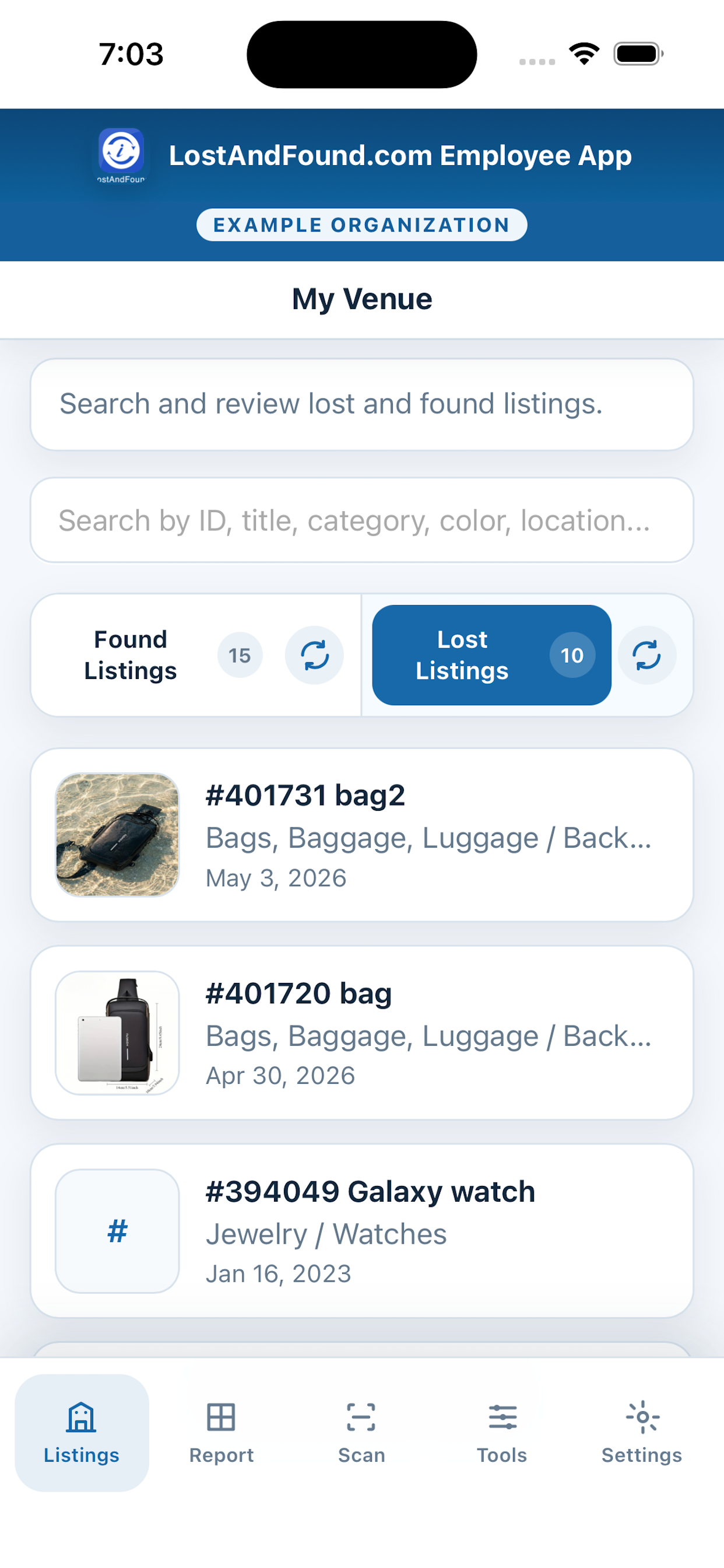 LostAndFound.com Employee App