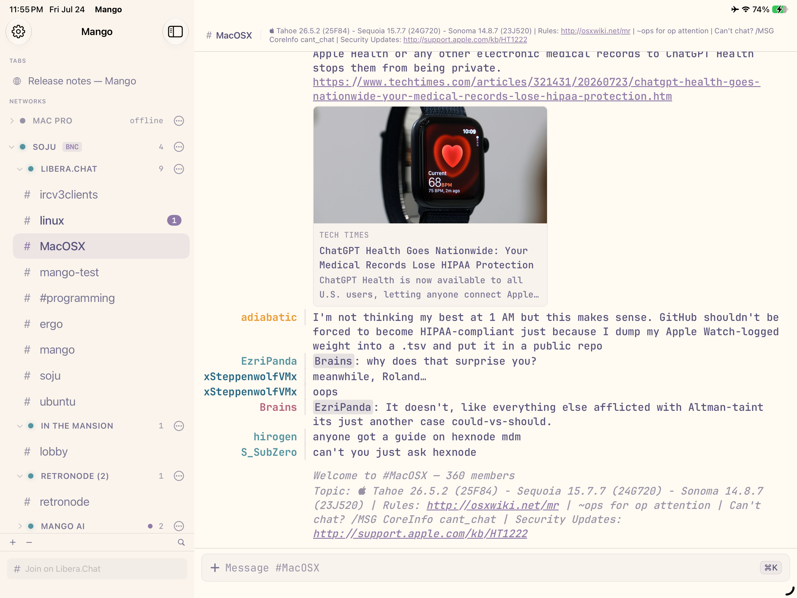 Mango IRC screenshot 13