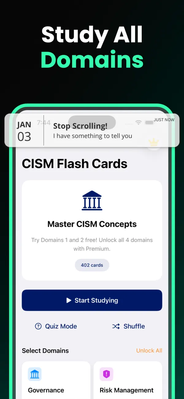Screenshot #2 pour CISM Flash Cards Pro