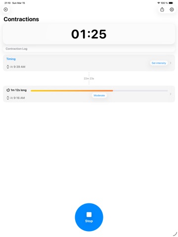 Contraction Timer and Tracker iPad screenshot