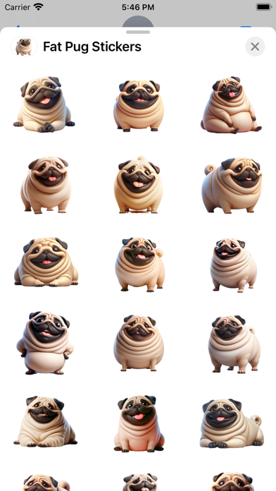Screenshot 1 of Fat Pug Stickers App