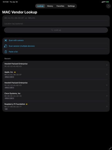 MAC Vendor Lookup iPad screenshot