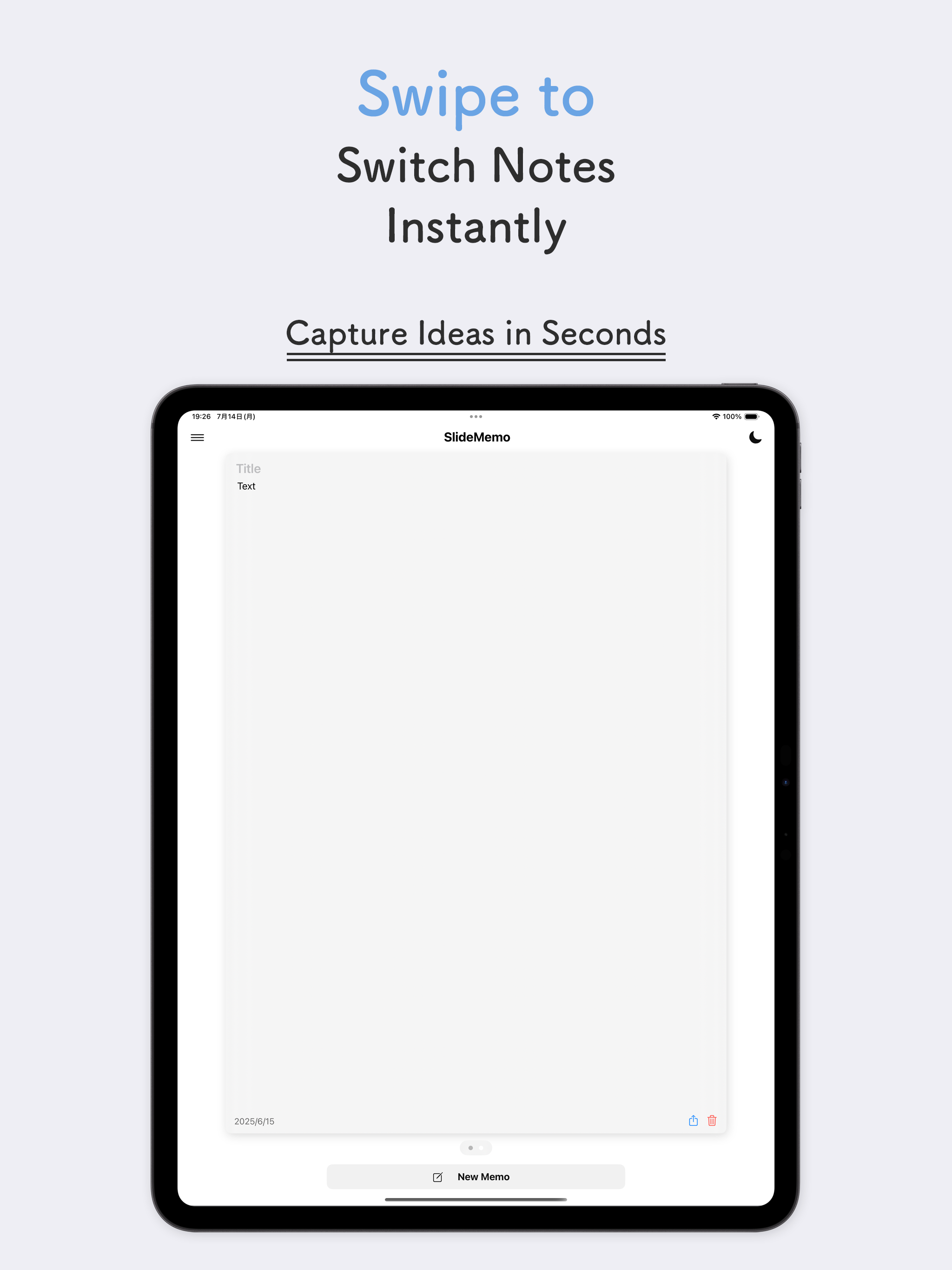 SlideMemo Quick Swipe Notebook
