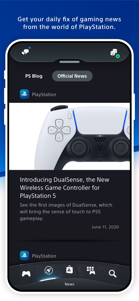 PlayStation App - Users can stay informed with the "Official News" section, providing access to detailed news articles directly within the app.