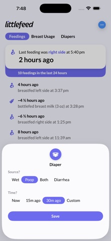littlefeed - feed your baby iPhone screenshot