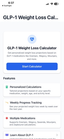 GLP-1 Weight Loss Calculator screenshot