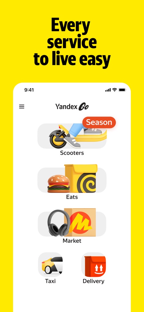 Yandex Go: Taxi Food Market - Unified Service Hub