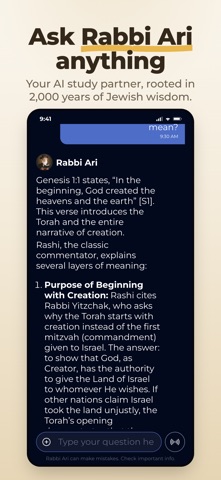 Rabbi Ari: Judaism Chatbot iPhone screenshot