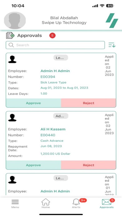 Swipe up Technology HRMS Screenshot