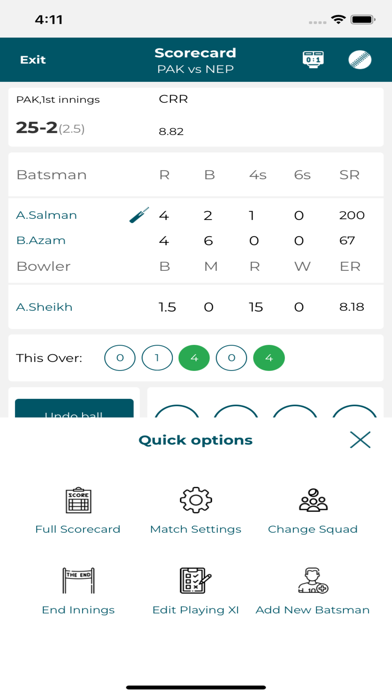 Cricket 21 Scorer Lite Screenshot