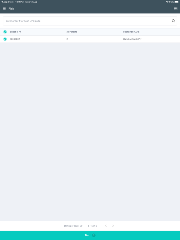 Cin7 Core WMS iPad screenshot