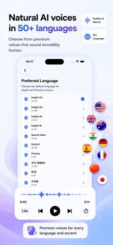 Text To Speech: AI Reader iPhone screenshot