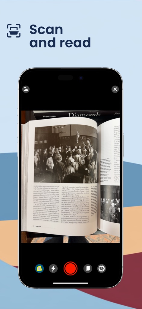 Voice Dream - Natural Reader - The app's built-in scanner captures text from physical documents, making printed material accessible with an intuitive camera interface and scanning controls.