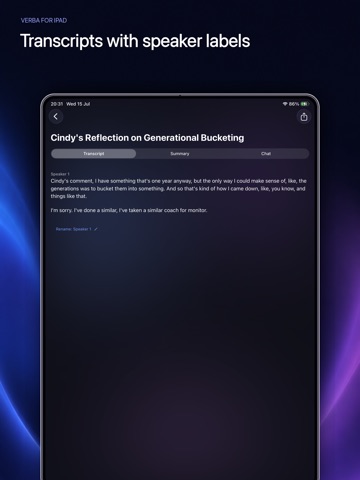 Verba: AI Meeting Notes iPad screenshot