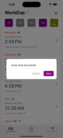 WorldZap – Set & Compare Times screenshot