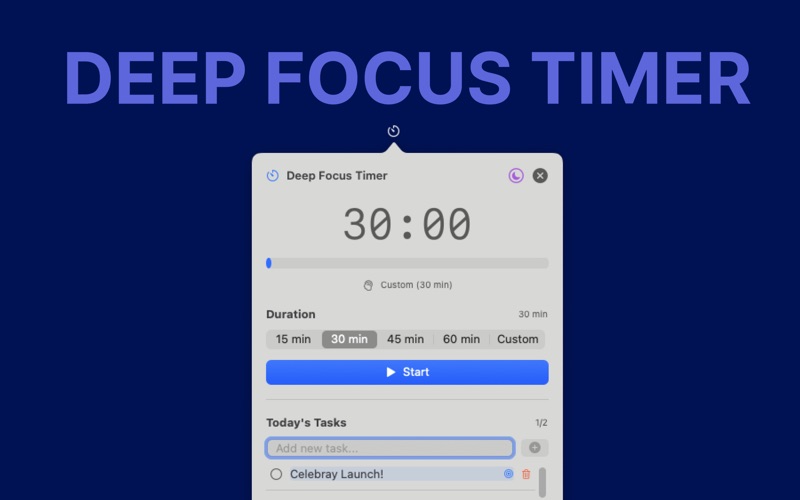 Deep focus timer screenshot