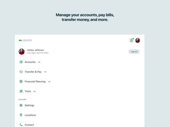 Greylock Federal Credit Union iPad screenshot 4 - Finance app