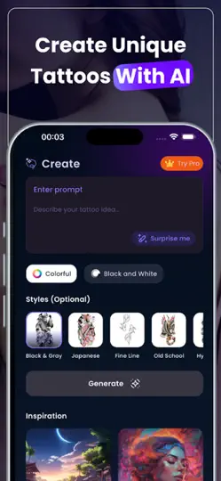 Скриншот Ink AI Tattoo Generator Tattoo на iPhone 1