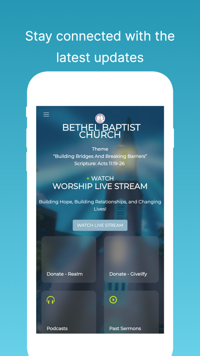 Bethel Baptist Church WP. Screenshot