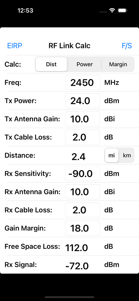 RF Link Calc screenshot 1