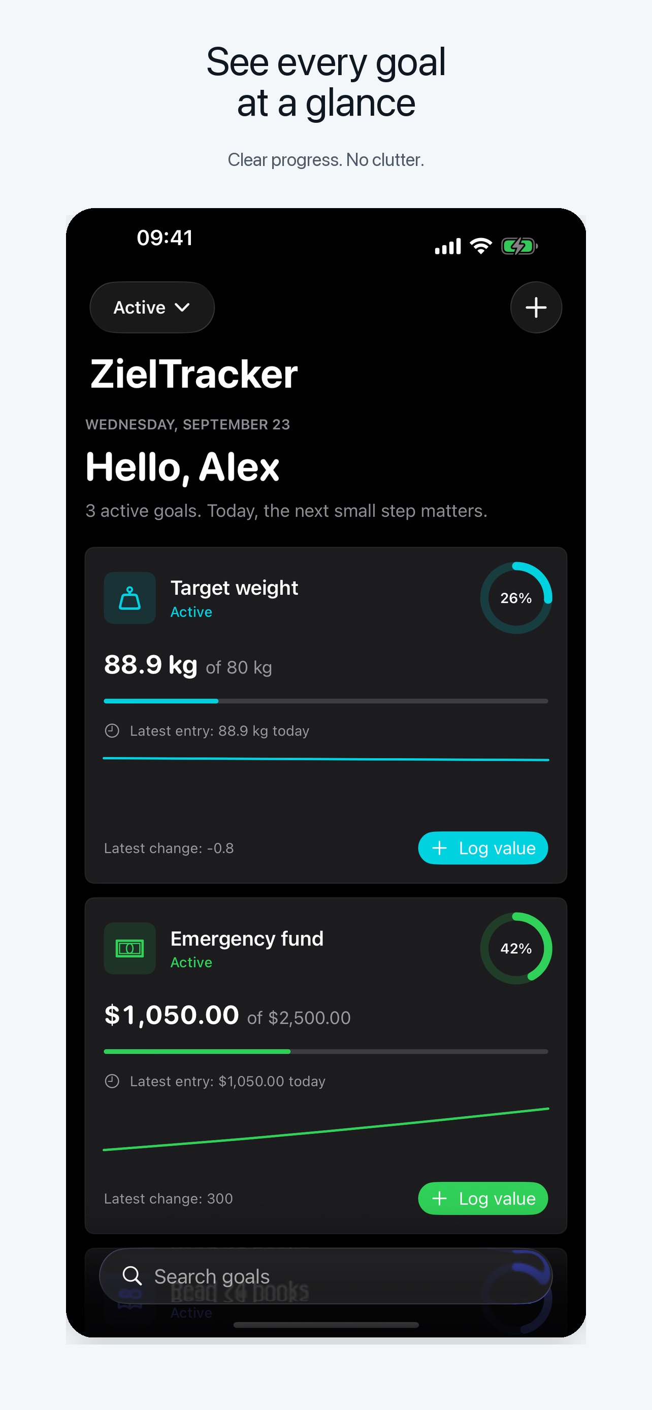 Screenshot 1 of ZielTracker: Goal Tracker