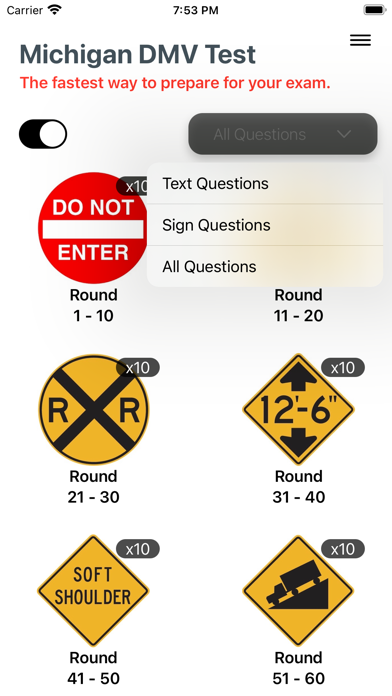 Michigan DMV Practice 2025 Screenshot
