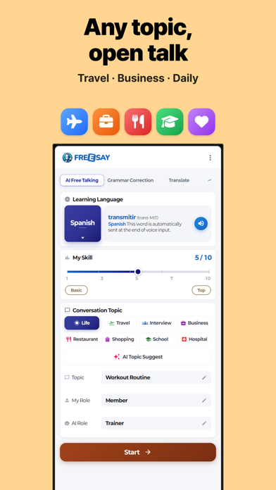 FreeSay - AI Language Coach Screenshot 5 of 8