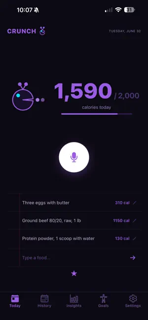 Crunch: Voice & AI Calorie Log screenshot 1