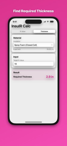 Insulation R-Value Calculator のスクリーンショット