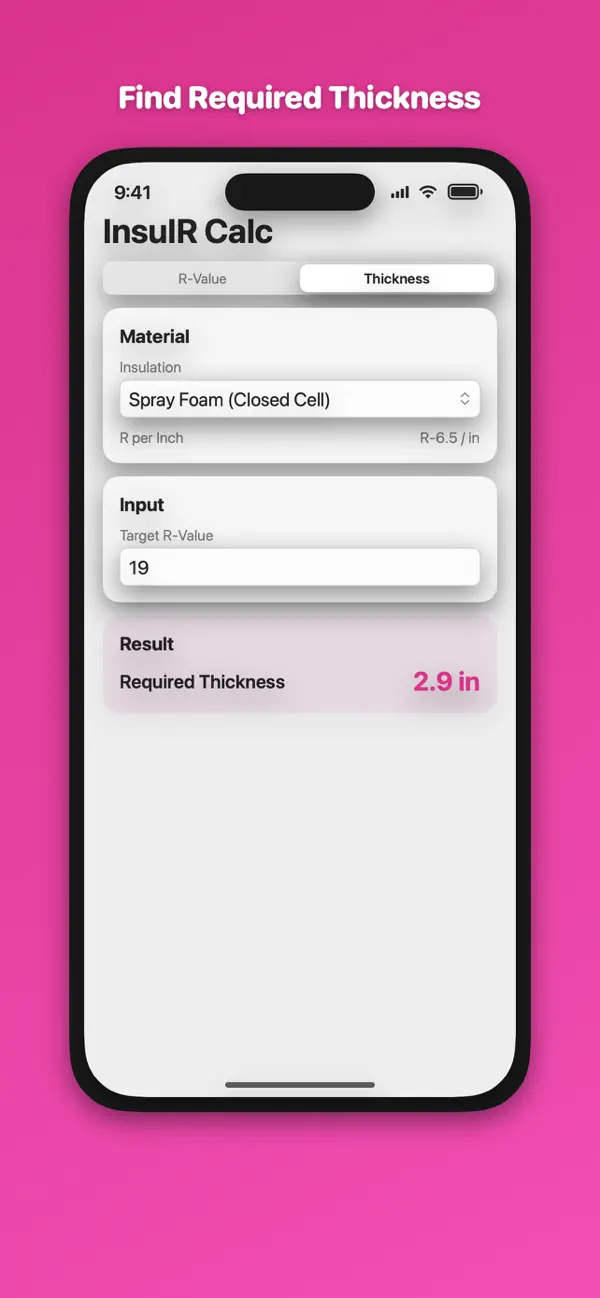 Screenshot #2 pour Insulation R-Value Calculator