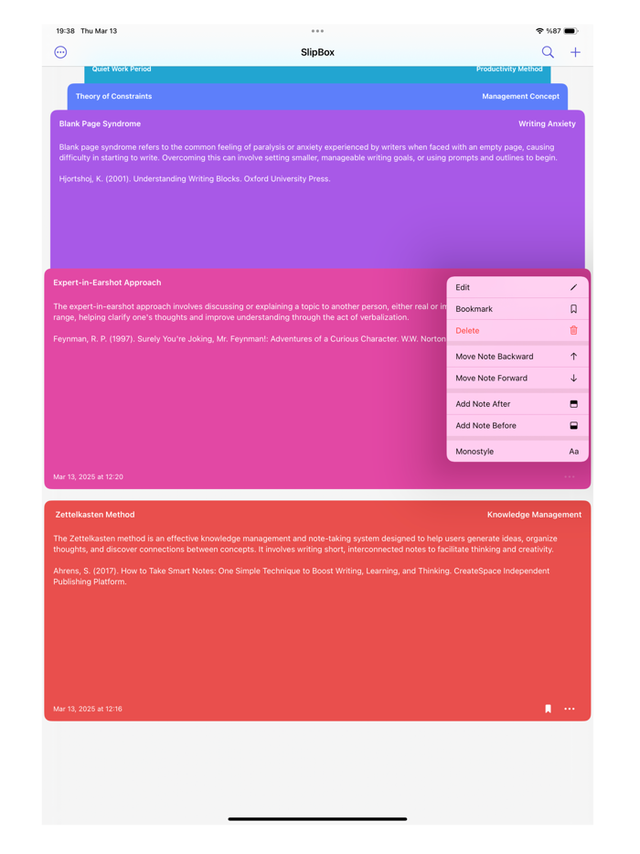 SlipBox – Zettelkasten Notes