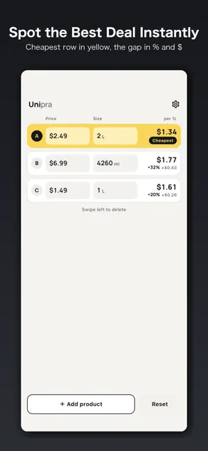 Unipra - Unit Price Compare screenshot 1