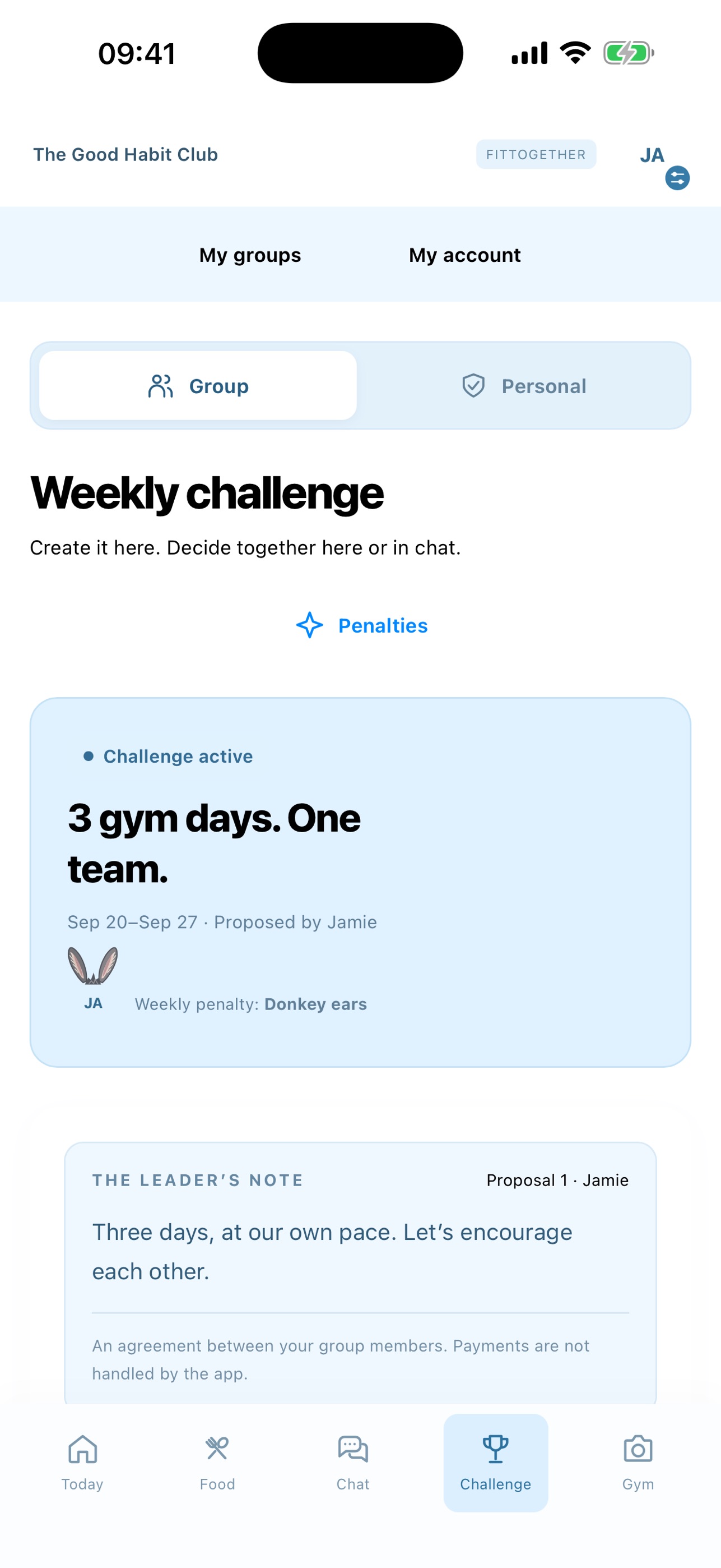 Screenshot 1 of FitTogether: Gym & Food