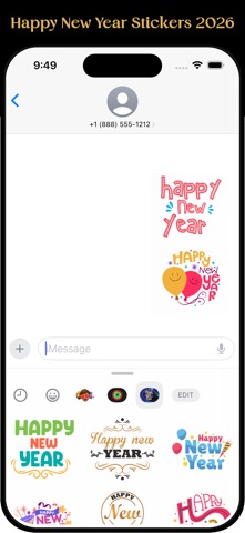Happy New Year Stickers 2026! iPhone screenshot