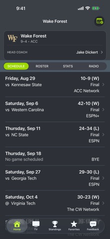 Wake Forest Football app screenshot