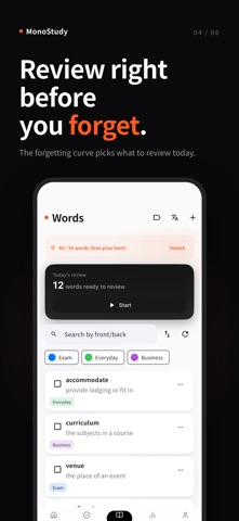 MonoStudy: Study Timer & Cards iPhone screenshot