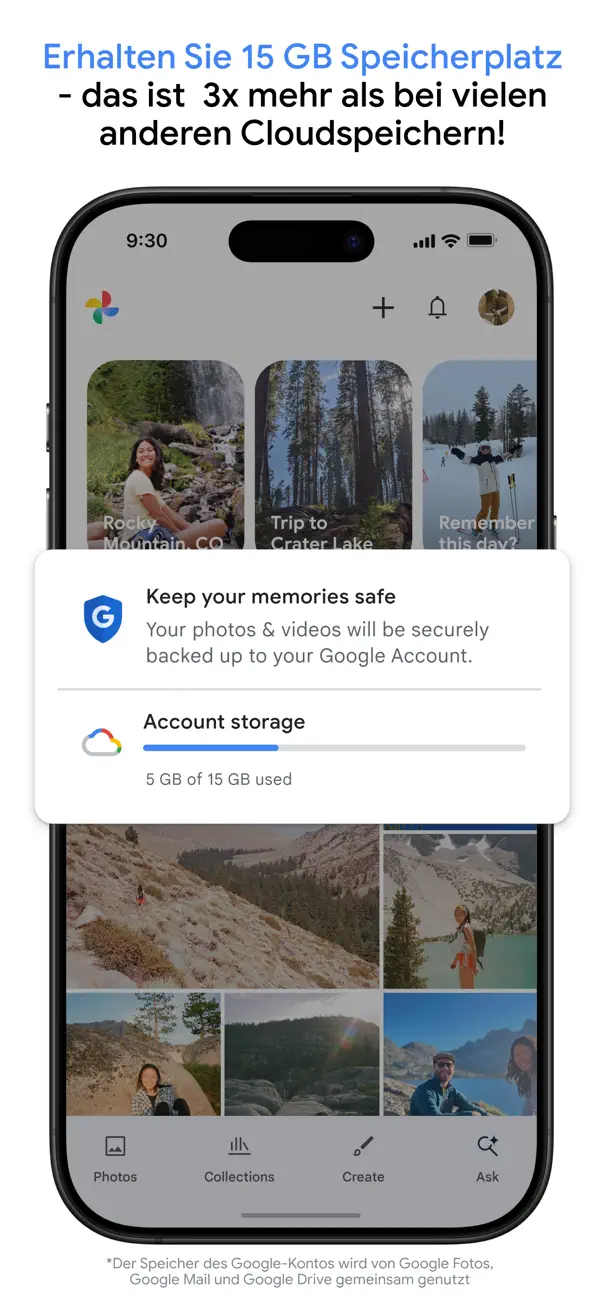 Google Fotos iPhone App Screenshot 1 – Foto & Video