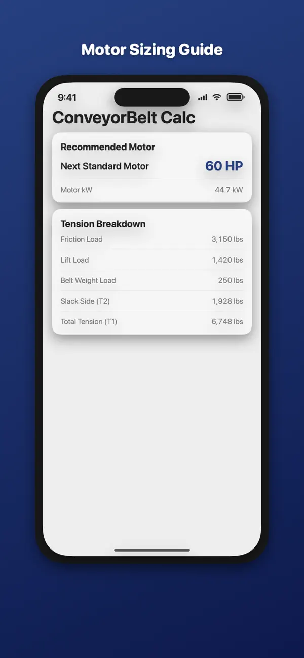 Screenshot #3 pour Conveyor Belt Power Calc