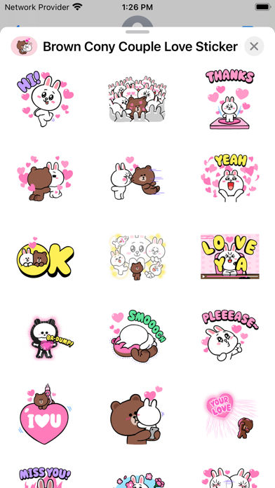 Brown Cony Couple Love Stickerのおすすめ画像7