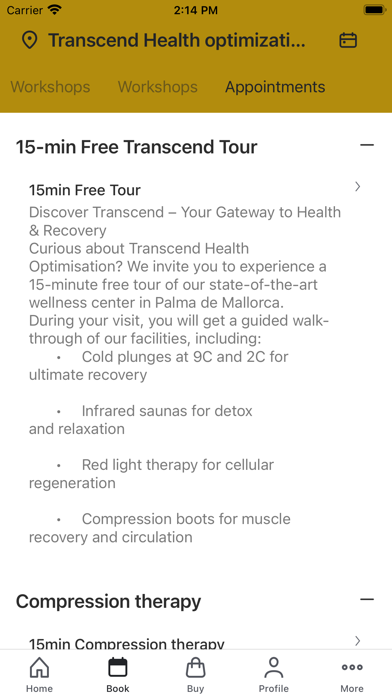 Transcend Health Optimisation Screenshot