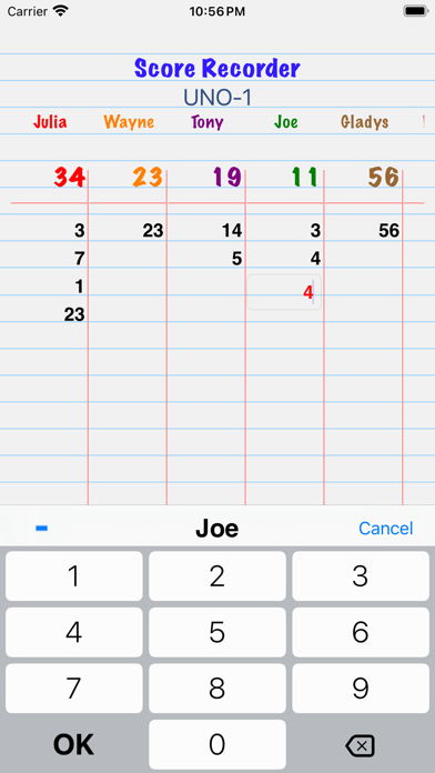 Score Recorder Screenshot