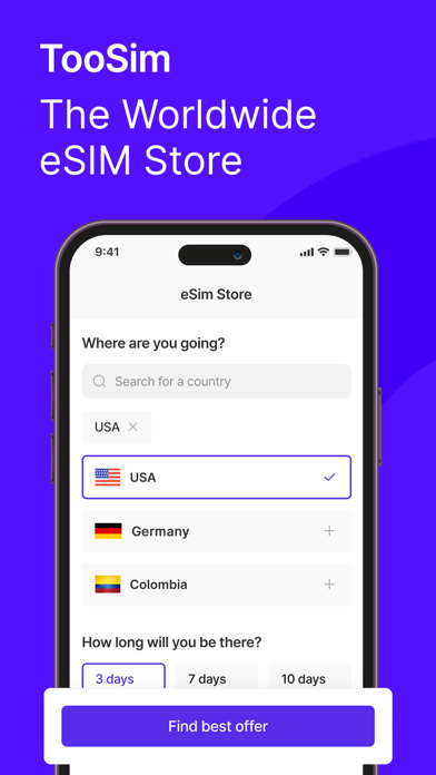 TooSim: Travel eSim Store Screenshot