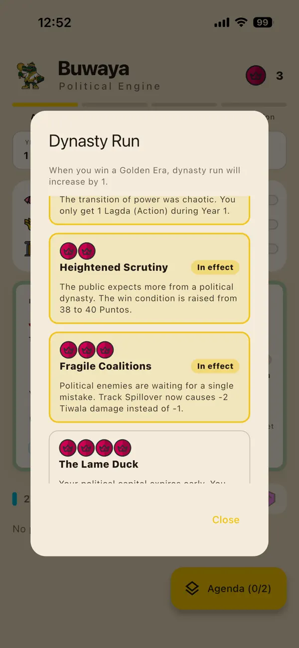 Screenshot #1 pour Buwaya: Political Engine