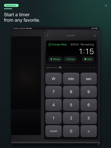 MicroCalc for microwave oven iPad screenshot